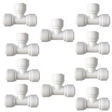 Madavoon 3/8 inch Tee Connector Push to Connect Fittings Plastic Quick Fitting for Water Purification & RO System (10, 3/8 Tube 