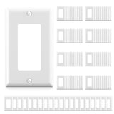 AIDA 1-Gang Standard Light Switch Cover Plate, Decorative Outlet Covers, Glossy White, 100-Pack Unbreakable Polycarbonate Wall P