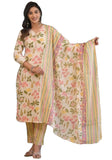 Anni Designer Women'S Cotton Blend Printed Straight Kurta With Pant & Dupatta (Kumud Cream-Nw_Xxl_Cream_Xx-Large),Cream,2XL