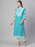Gosriki Women'S Chikankari Embroidered Kurti Combo Pack Of 2 (Stho Sky Blue & Kari Black-Gs_M_Multi_Medium),Multicolour,,B0D17X2VC5