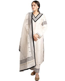 Anni Designer Women'S Rayon Blend Printed Straight Kurta With Pant & Dupatta (Ghabeni White_L_White_Large),White,L