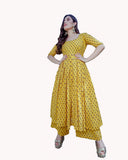 Gosriki Women'S Yellow Color Cotton Kurti With Palazzo Pant Set (Aj786-Yellow-S),Yellow,,B083178HZH