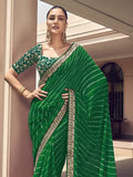 Satrani Womens Knit Pure Georgette Saree (2770S434N_Green3)