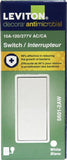 Leviton 56012AW Antimicrobial 15Amp 120/277V Decora Rocker Single Pole AC Quiet Switch, White, No Size