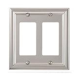 Amerelle Continental Double Rocker Cast Metal Wallplate in Satin Nickel
