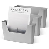 YOHOM No Drilling File Holder Wall Mails Magazines Organizer Adhesive Door Mount, Single Pocket, (White 1) (GREY, 3 PCS)