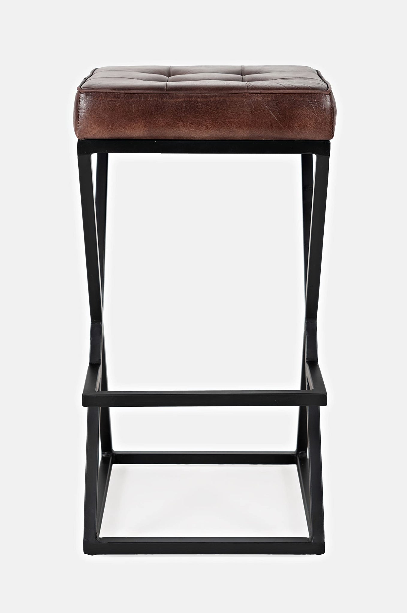 Jofran Brooks Mid-Century Leather Barstool, 15''Lx15''Wx29''H, Dark Sienna (Model: 1730-192Ds)