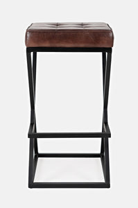 Jofran Brooks Mid-Century Leather Barstool, 15''Lx15''Wx29''H, Dark Sienna (Model: 1730-192Ds)