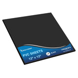 Mega Format Expanded PVC Sheet - 12 X 12 Sintra Rigid Plastic Sheet, PVC Board, Black Plastic Board - 1/4 6mm Thick (1 Pack) - B