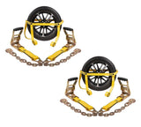 Mytee Products 2 Pack 2 x 10 Car Tire Tie Down Straps for Trailers w/Chain Anchors and Double Ratchets 3,300 lbs WLL Heavy D