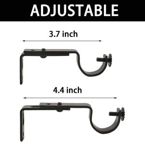 10 Pieces of Adjustable Curtain Rod Brackets, Eau Heavy Duty Black Curtain Rod Holders for Maximum 1 Inch Rod, Wall-Mounted Meta