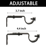 10 Pieces of Adjustable Curtain Rod Brackets, Eau Heavy Duty Black Curtain Rod Holders for Maximum 1 Inch Rod, Wall-Mounted Meta