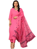 Gosriki Women'S Rayon Blend Solid Straight Kurta With Pant & Dupatta (Janeu Pink-Vks01-Gs_3Xl_Pink_Xxx-Large),Pink,3,B0F13RNTM2