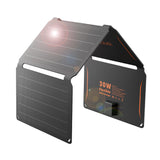 FlexSolar 30W Portable Solar Panel Chargers QC3.0 18W USB-A USB-C Output Foldable Small Power Emergency ETFE Panels IP67 Waterpr