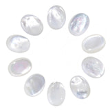 SUNYIK 10PCS 10x12mm Natural Oval White Shell Cabochons with Resin Flat Back CAB for Jewelry Making DIY Art Project