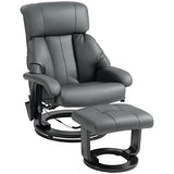 HOMCOM Massage Recliner Chair with Ottoman, 360 Swivel Recliner and Footstool, 10 Point Vibration, PU Leather Reclining Chair wi