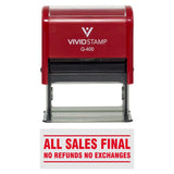All Sales Final No Refunds No Exchanges Self Inking Rubber Stamp (Red Ink) XLarge