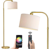 FINNCHY Gold Floor Lamp with Remote Control, 1200 Lumens Adjustable Height Dimmable Arc Floor Lamp for Living Room, Modern Gold 