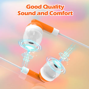 CN-Outlet Wholesale Bulk Eearbuds Headphones 100 Pack for Kids,Classroom,Labs,Students and Adults -Orange