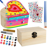 Crafts for Girls 8-12, 2 Pack DIY Wooden Jewelry Box Art Craft Supplies Painting Kit for Kids Ages 4-6 6-8 5 7 9 10 11 Year Old 