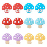Cheriswelry 12Pcs Mushroom Silicone Focal Beads for Keychain Lanyard Making Soft Rubber Loose Spacer Beads 6 Styles 26-28.5mm fo
