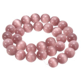 HARFINGTON 32pcs Light Purple Cat's Eye Stone Beads 12mm Round Smooth Gemstone Crystal Loose Bead for Jewelry Making Bracelets N