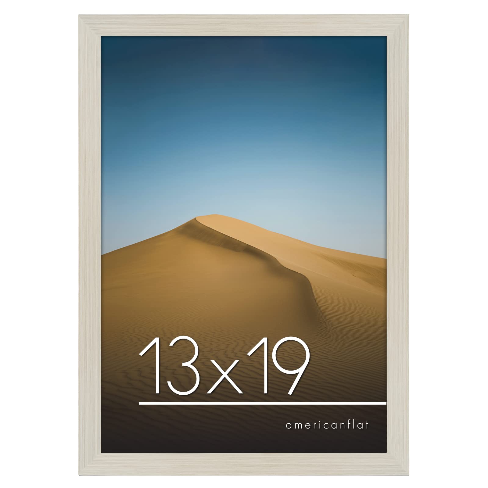 Americanflat 13x19 Picture Frame in Light Wood - Composite Wood with Shatter Resistant Glass - Horizontal and Vertical Formats f