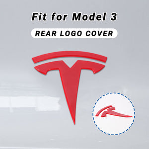 Tesla Model 3 Emblem Accessories Front Trunk Rear Trunk Logo Cover Sticker Badge Decals 2Pcs/Set (Red)