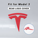 Tesla Model 3 Emblem Accessories Front Trunk Rear Trunk Logo Cover Sticker Badge Decals 2Pcs/Set (Red)