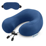 Billebon Premium Neck Pillow For Travelling Airplane Travel Pillow Comfortable Head Rest Neck Holder Pillow (Navy Blue With Eye 