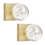 HIEMEY 2 Pcs Glass Dummy Door Knobs Interior, Gold Crystal Half-Dummy Door Knobs for Hall and Closet, Satin Brass, Clear Bubble 