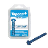Tapcon+ 3/8 x 2-1/4 Inch Heavy-Duty Hex Head Concrete Anchors, 10 PCS, Corrosion Resistant Blue Climaseal Coating, Outdoor Rated