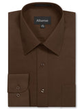 Allsense Men's Long Sleeve Regular Fit Solid Dress Shirt 15-15.5 N : 32-33 S Brown