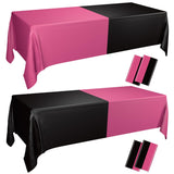 PTECDROTS 4Pcs Hot Pink and Black Tablecloths Rectangle Table Covers for Graduation Wedding Black and Pink Birthday Decorations,