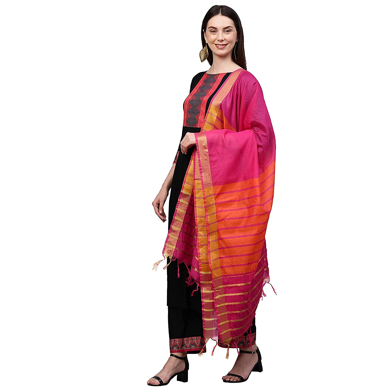 Anni Designer Women'S Rayon Solid Straight Kurta Palazzos And Dupatta (My-Hit-One-Black_Xxl-Black_Xx-Large),Black,2XL,Rayon,Straight,Dupatta