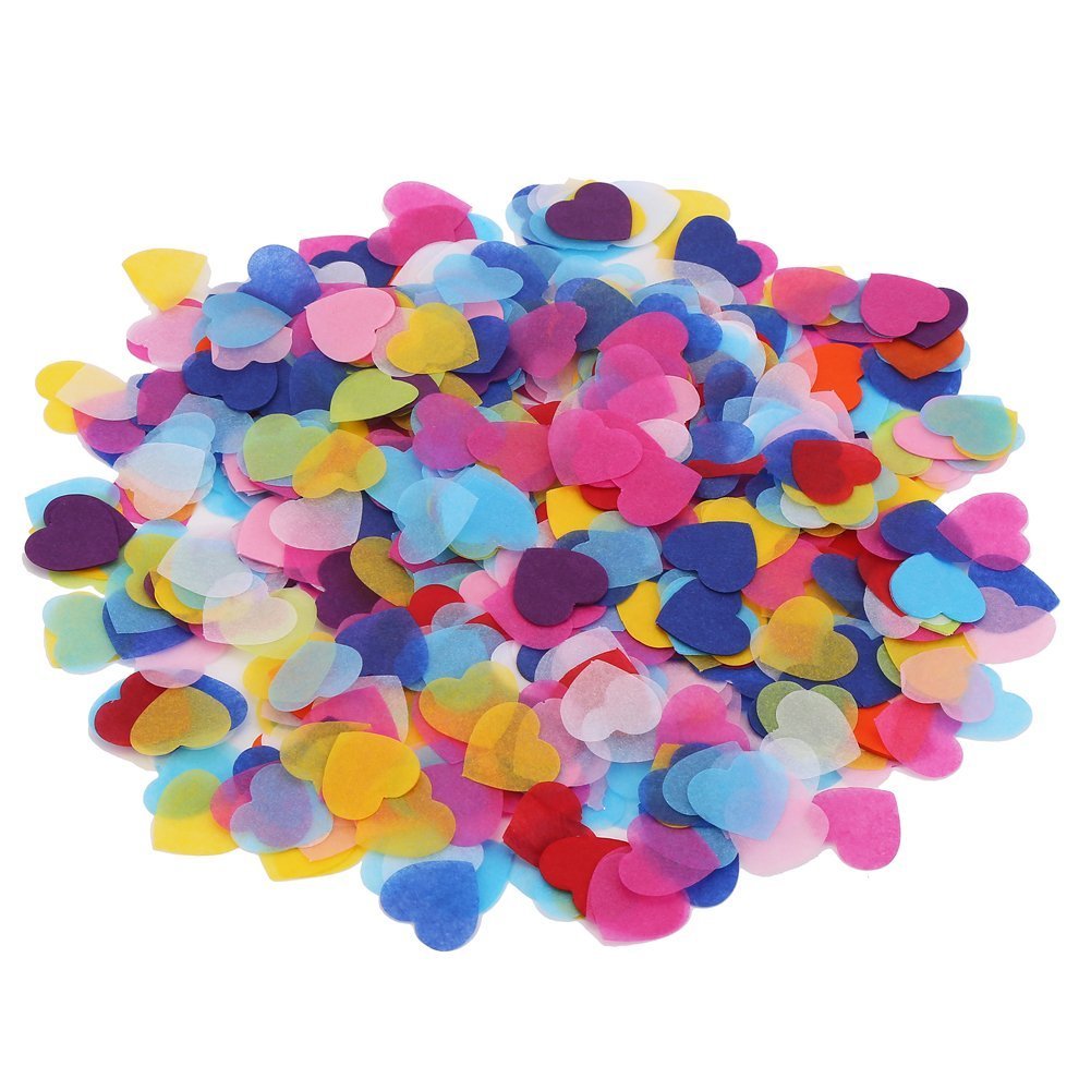 DECORA 1 Inch Multicolor Hearts Paper Confetti for Wedding St. Valentines Day Decorations