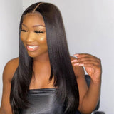 Emistar 26 Inch Layered Wig Lace Front Glueless HD Lace Front Wigs Wear and Go Black Wig, Pre Plucked Pre Cut Wigs for Beginners