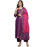 Libas Women's Silk Blend Kurta Sets (38062O_Purple