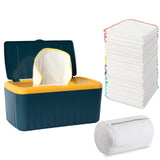 FAMOPLAY 54 Packs Flannel Reusable Baby Wipes Cloth Wipes with Blue Wipes Dispenser, Reusable & Natural Skin-friendly Cloth Baby