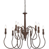 Elegant Lighting Living District Flynx 9-Light Mid-Century Metal Pendant In Weathered Oak
