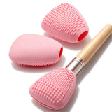 Vidsel Silicone Makeup Brush Covers with Builtin Cleaner Mat, Pink 3Pack