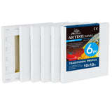 PHOENIX 10x10 Inch 6 Pack Artist Canvas - Square Stretched Canvases for Painting - 3/4 Inch Profile, 100% Cotton 11 Oz. Gesso Pr