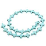 Linsoir Beads Loose Blue Turquoise Cross Beads Nice Gemstone Loose Beads Approx.24pcs/Strand 1.2CMX1.6CM