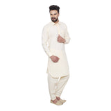 Sojanya (Since 1958 Men'S Fawn Cotton Blend Pathani Kurta & Salwar Set Size Xxl