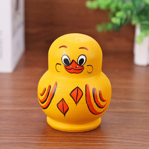 10 Pcs Wooden Yellow Duck Handmade Russian Nesting Dolls Toys, Cute Lovely Animal Matryoshka Stacking Dolls Home Decor, Educatio