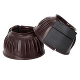 HILASON Western Horse Rubber PVC Ribbed Double Hook and Loop Bell Boots Training Protective Shock Absorbing Leg