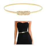 EClover Fashion Stretch Belts For Women Gold Skinny Belt For Dress Waistband