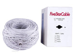 FiveStarCable Cat5e 1000 Ft 24AWG UTP 4 Twisted Pair Ethernet Router LAN Cable Wire Pull Box - White Color