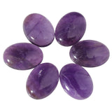 dssmboom 6 Pcs Oval Crystal Beads for Jewelry Making, Flat Back Amethyst Stone Cabochons for DIY Crafts Decoration, 22mmx30mm