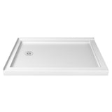 DreamLine SlimLine 36 in. D x 54 in. W x 2 3/4 in. H Left Drain Double Threshold Shower Base in White, DLT-1036541
